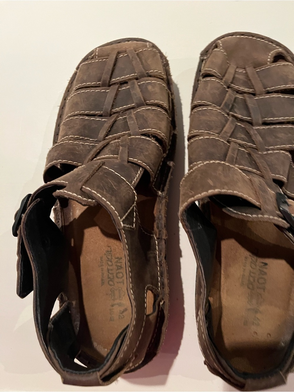 Men's Naot Brown Leather Fisherman Sandals
